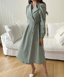 DHOLIC | Vネックカラーラップワンピース(ワンピース)