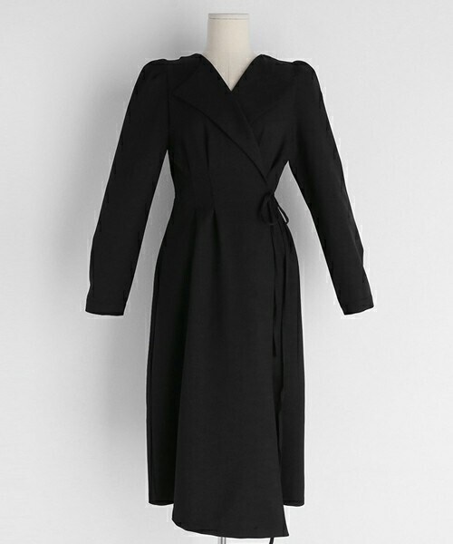 DHOLIC（ディーホリック）の「Vネックカラーラップワンピース（ワンピース・レディース・グリーン/ベージュ/ホワイト/ブラック/イエロー・ONESIZE）」の3枚目の写真