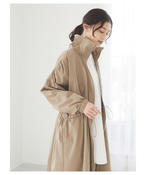 Green　Parks（グリーンパークス）の「・SUGAR SPOON スタンドカラーロングマンパー（ジャケット/アウター・ライトベージュ/グレーベージュ/カーキ・F）」の5枚目の写真
