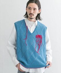 テ*ナ様 DAIRIKU 21SS ニットベスト dairiku love ニットベスト 21ss ブルー フラワーチルドレン 【公式通販】