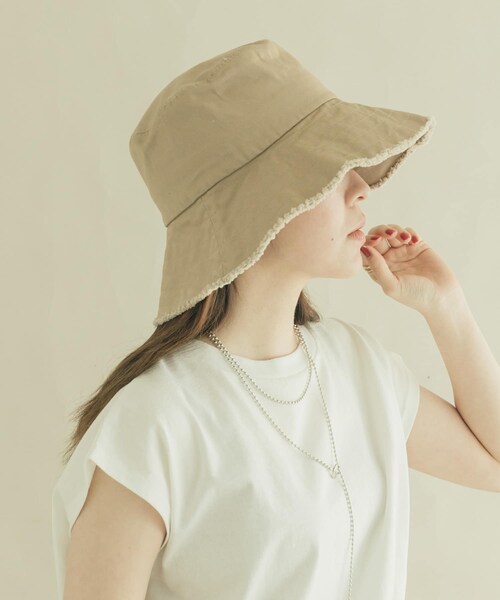 SMELLY（スメリー）の「ツイルフリンジバケットハット（その他・レディース・BEG/IVO/BLK/BRN・-）」の1枚目の写真