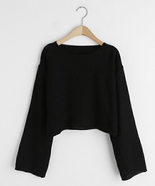 DHOLIC(ディーホリック)の「クロップドパステルニット(ニット/セーター・レディース・ブルー/イエロー/パープル/ブラック・ONESIZE)」の2枚目の写真