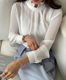 DHOLIC | フリルプリーツスリーブブラウス(シャツ/ブラウス)