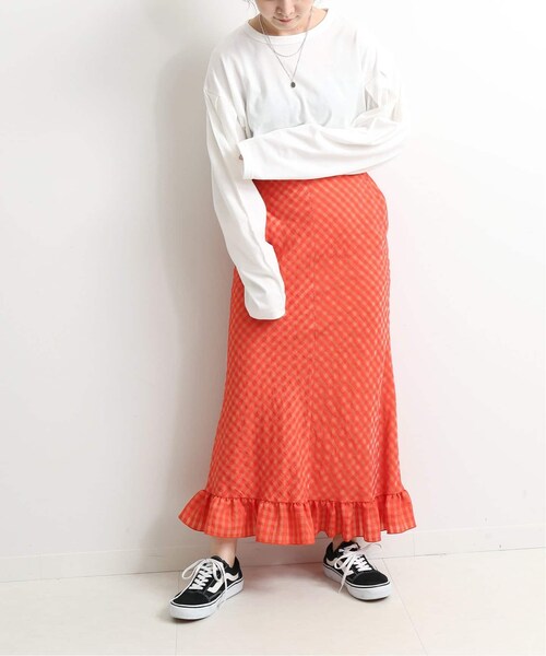 SLOBE IENA(スローブイエナ)の「《予約》SLOBE citron. カラーギンガムスカート◆(スカート・グリーン/(030)/36/在庫あり/38)」の2枚目の写真
