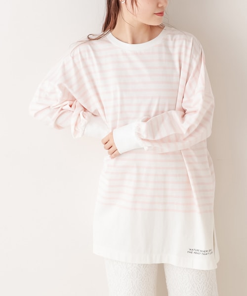 PUAL CE CIN（ピュアルセシン）の「【サステナブル】RERISEコットンパネルボーダーチュニック（Tシャツ/カットソー・レディース・その他1/その他2/その他3/その他4・FREE）」の2枚目の写真