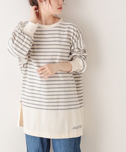 PUAL CE CIN（ピュアルセシン）の「【サステナブル】RERISEコットンパネルボーダーチュニック（Tシャツ/カットソー・レディース・その他1/その他2/その他3/その他4・FREE）」の3枚目の写真