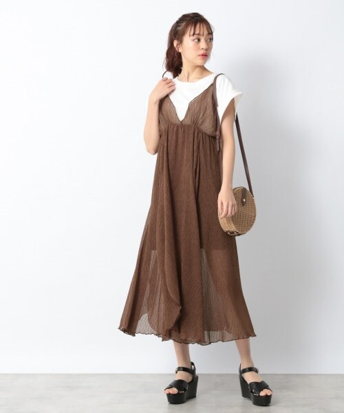 Heather（ヘザー）の「ウェイビープリーツキャミワンピース（ワンピース/ドレス・アイボリー/グレー/ブラウン）」の6枚目の写真