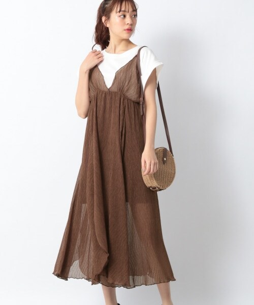 Heather（ヘザー）の「ウェイビープリーツキャミワンピース（ワンピース/ドレス・アイボリー/グレー/ブラウン）」の3枚目の写真