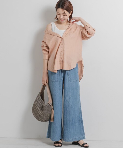 美品✨アーバンリサーチサニーレーベル　リネンオーバーシャツ　ストライプ　ゆったり URBAN RESEARCH Sonny Label（アーバンリサーチサニーレーベル