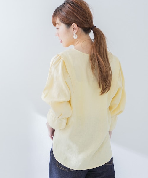 リトルスージー　リネンギャザーカラーブラウス リトルスージー リネンギャザーカラーブラウス little suzie リネン