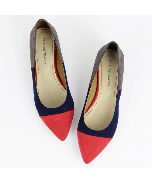 ORiental TRaffic(オリエンタルトラフィック)の「カラーブロックフラットパンプス(シューズ・レディース・ブラック/グリーン/レッド・34/35/36/37/38/39/40/41/42)」の1枚目の写真