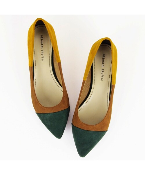 ORiental TRaffic(オリエンタルトラフィック)の「カラーブロックフラットパンプス(シューズ・レディース・ブラック/グリーン/レッド・34/35/36/37/38/39/40/41/42)」の3枚目の写真