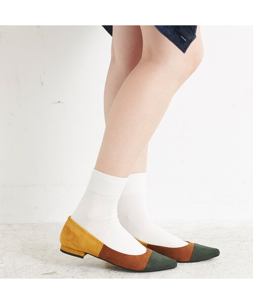 ORiental TRaffic(オリエンタルトラフィック)の「カラーブロックフラットパンプス(シューズ・レディース・ブラック/グリーン/レッド・34/35/36/37/38/39/40/41/42)」の12枚目の写真