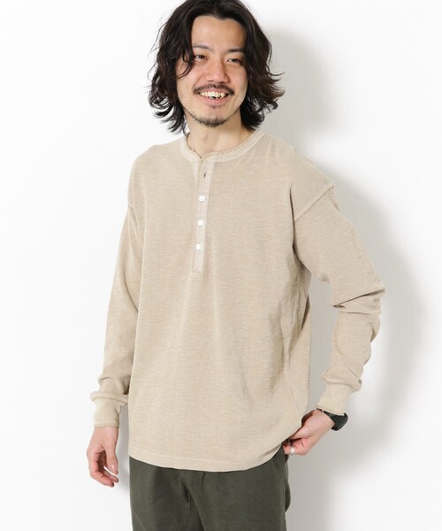 URBAN RESEARCH Sonny Label（アーバンリサーチサニーレーベル）の「ピグメントワッフルヘンリーロンTシャツ（その他・メンズ・オフ/ネイビー/ベージュ・M/L）」の2枚目の写真