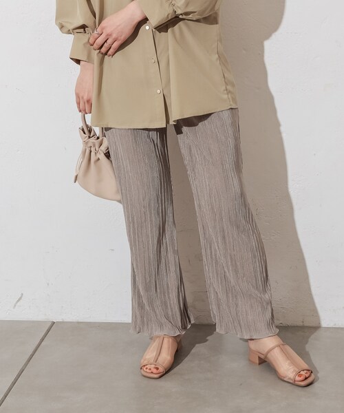 prose verse（プロズヴェール）の「《先行予約》【ウエストゴム仕様】サテンミニプリーツパンツ（その他パンツ・レディース・アイボリー/グレージュ/ミント/パープル/モカ/ブラック・FREE）」の3枚目の写真