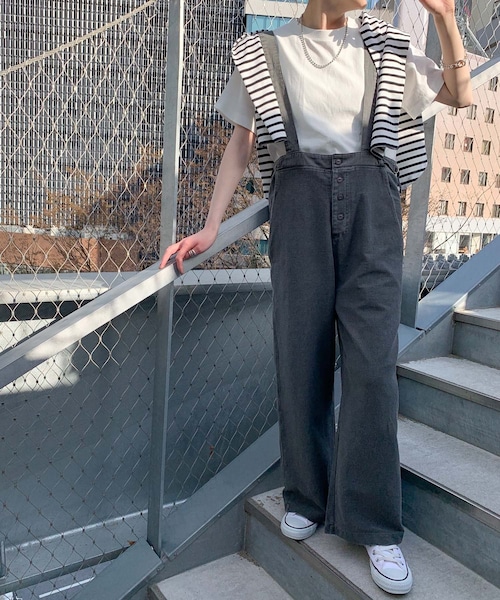 CIAOPANIC TYPY(チャオパニックティピー)の「ヴィンテージサロペ&Tシャツセット(サロペット/オーバーオール・レディース・グレージュ/カーキ/チャコールグレー/キャメル・ONE)」の2枚目の写真