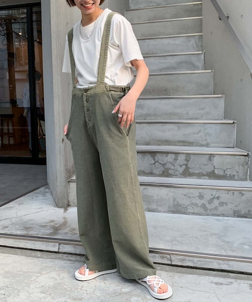 CIAOPANIC TYPY(チャオパニックティピー)の「ヴィンテージサロペ&Tシャツセット(サロペット/オーバーオール・レディース・グレージュ/カーキ/チャコールグレー/キャメル・ONE)」の3枚目の写真