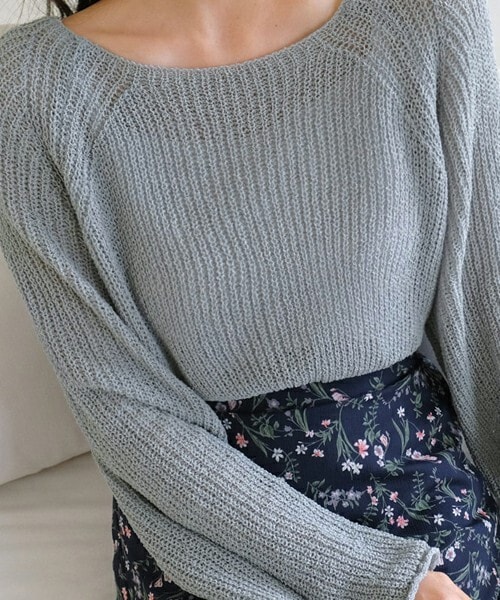 DHOLIC（ディーホリック）の「シアーラグランニット（ニット/セーター・レディース・グリーン/ホワイト/ブルー/ブラック/ベージュ/ピンク・ONESIZE）」の5枚目の写真