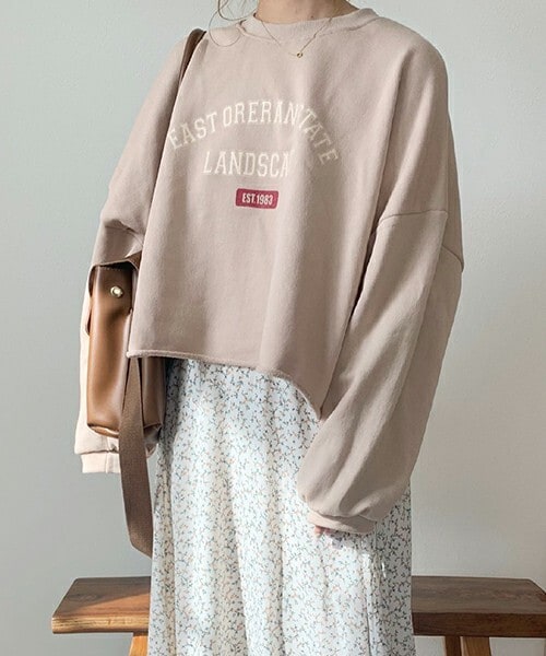 chocomee（チョコミー）の「カットオフロゴスウェット（スウェット・レディース・ホワイト/グレー/ベージュ・FREE）」の3枚目の写真