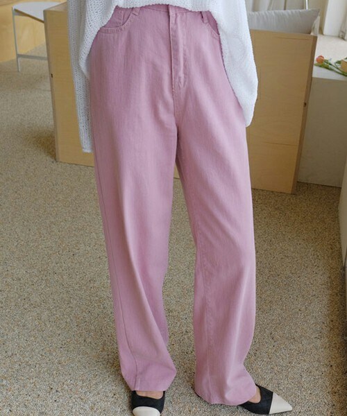 DHOLIC（ディーホリック）の「ワイドストレートパンツ（デニムパンツ・レディース・グレー/ピンク/ベージュ・S/M/L）」の3枚目の写真