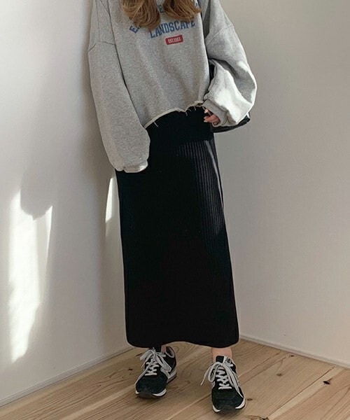 chocomee（チョコミー）の「リブタイトスカート（スカート・レディース・ホワイト/ベージュ/ブラック・FREE）」の2枚目の写真