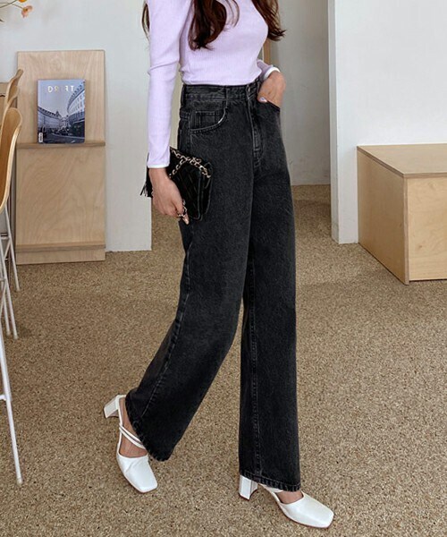 DHOLIC（ディーホリック）の「ストレートワイドデニムパンツ（デニムパンツ・レディース・ブルー/ブラック・S/M/L）」の2枚目の写真