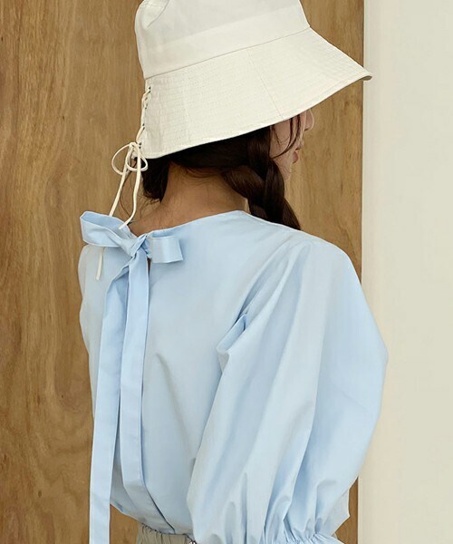 DHOLIC（ディーホリック）の「レースアップバケットハット（ハット・レディース・ホワイト/ブラック/ベージュ・ONESIZE）」の3枚目の写真