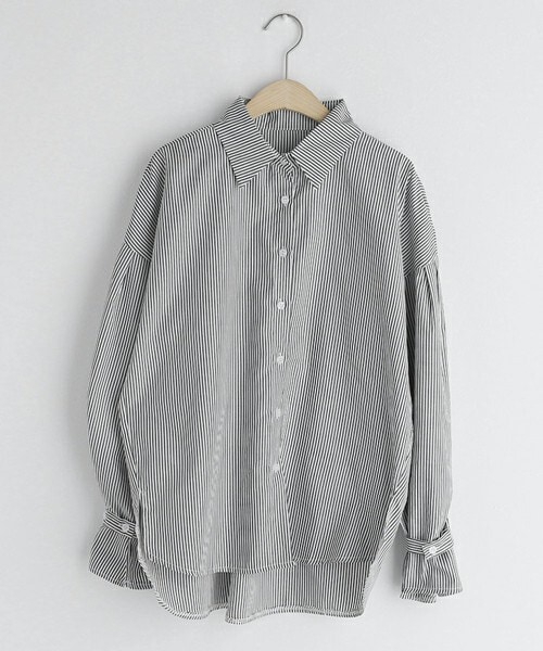 Dholic ディーホリック の ボタンスリーブストライプシャツ T シャツ ブラウス Wear