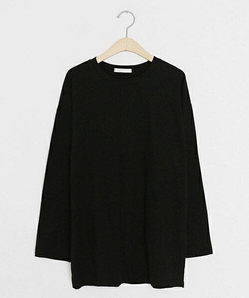 DHOLIC(ディーホリック)の「スリットロングTシャツ・t54334(Tシャツ/カットソー・レディース・ブラック/ベージュ/グリーン/ホワイト・ONESIZE)」の1枚目の写真