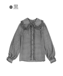 Bobon21 | ギンガムチェック柄シフォンシアーブラウス-全２色-(シャツ/ブラウス)
