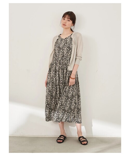 YECCA VECCA（イェッカヴェッカ）の「P.2wayミュルーズプリントワンピース（ワンピース/ドレス・ブラック/キャメル・F）」の7枚目の写真