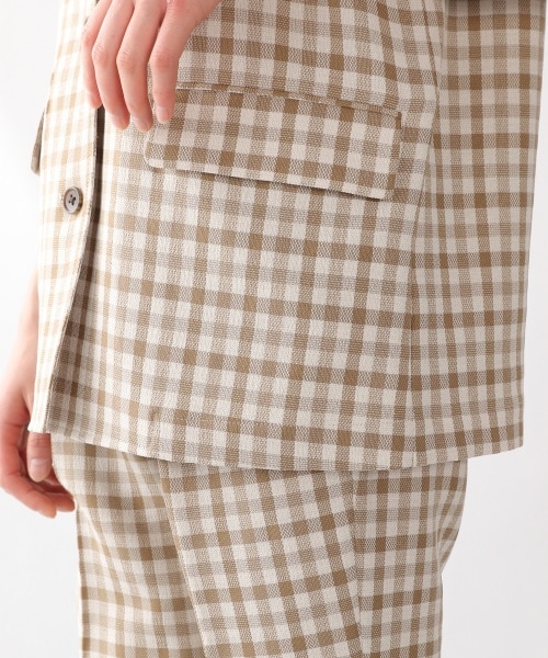 LOWRYS FARM（ローリーズファーム）の「バスケットチェックジャケットＳＳ（ジャケット/アウター・ベージュ/グリーン）」の11枚目の写真