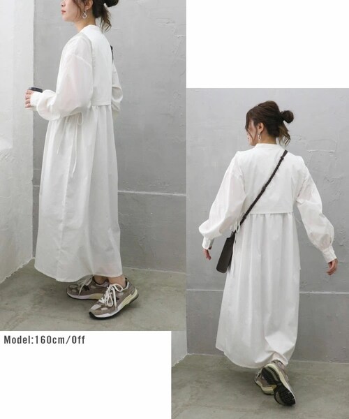 Sheson（シーズン）の「レイヤード風ロングシャツワンピース（シャツワンピース・レディース・オフ/グレーベージュ・FREE）」の3枚目の写真