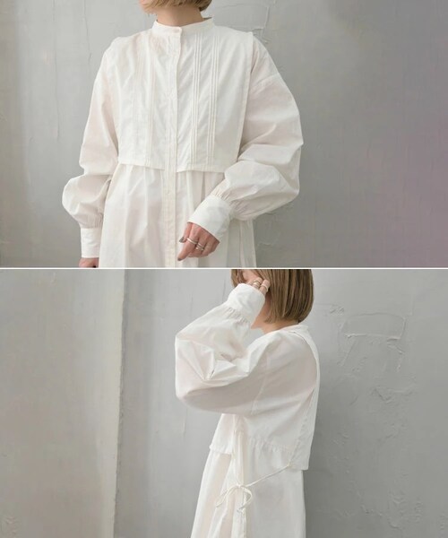 Sheson（シーズン）の「レイヤード風ロングシャツワンピース（シャツワンピース・レディース・オフ/グレーベージュ・FREE）」の7枚目の写真