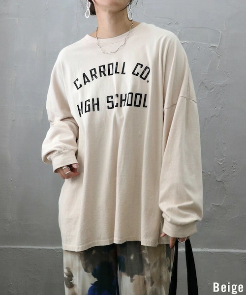 Sheson（シーズン）の「ロゴロングTシャツ（Tシャツ/カットソー・レディース・アイボリー/ベージュ/ブラック・FREE）」の3枚目の写真