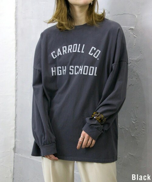 Sheson（シーズン）の「ロゴロングTシャツ（Tシャツ/カットソー・レディース・アイボリー/ベージュ/ブラック・FREE）」の2枚目の写真