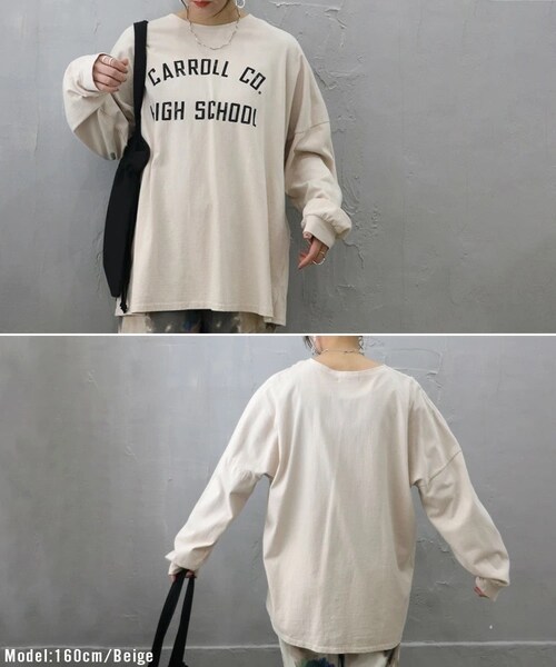 Sheson（シーズン）の「ロゴロングTシャツ（Tシャツ/カットソー・レディース・アイボリー/ベージュ/ブラック・FREE）」の6枚目の写真