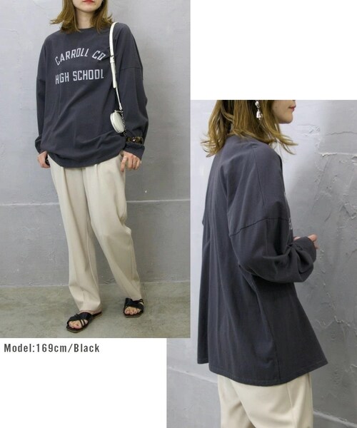 Sheson（シーズン）の「ロゴロングTシャツ（Tシャツ/カットソー・レディース・アイボリー/ベージュ/ブラック・FREE）」の7枚目の写真