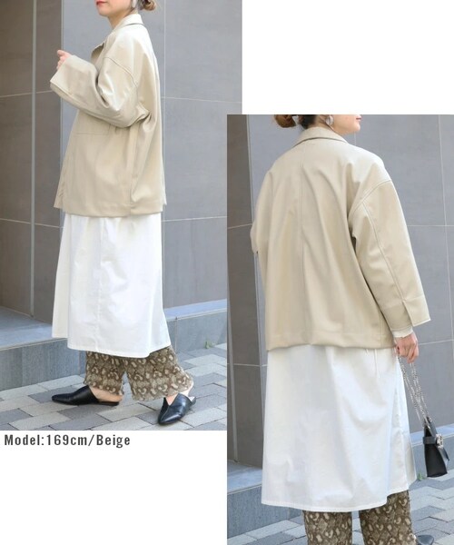 Sheson（シーズン）の「エコレザーBIGシャツジャケット（その他アウター・レディース・ベージュ/カーキ・FREE）」の6枚目の写真