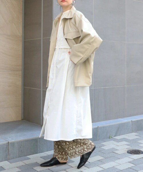 Sheson（シーズン）の「エコレザーBIGシャツジャケット（その他アウター・レディース・ベージュ/カーキ・FREE）」の7枚目の写真