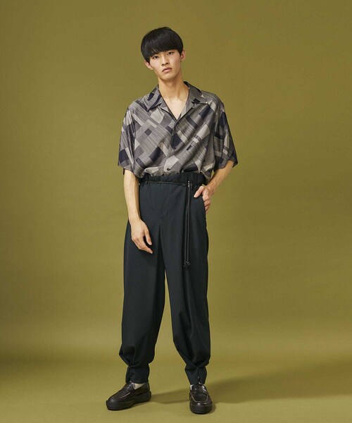 ETHOSENS(エトセンス)の「BIAS PATTERN SHORT SLEEVE SH(その他・メンズ・WINE/NAVY・1/2)」の2枚目の写真