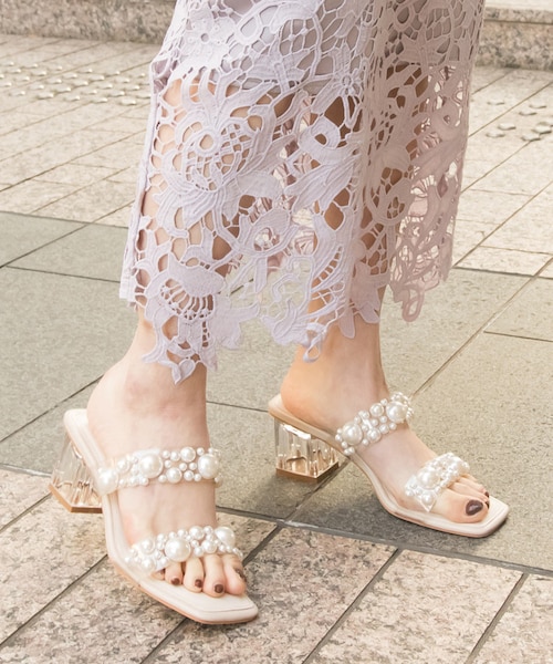 RANDA（ランダ）の「パールクリアベルトミュールサンダル