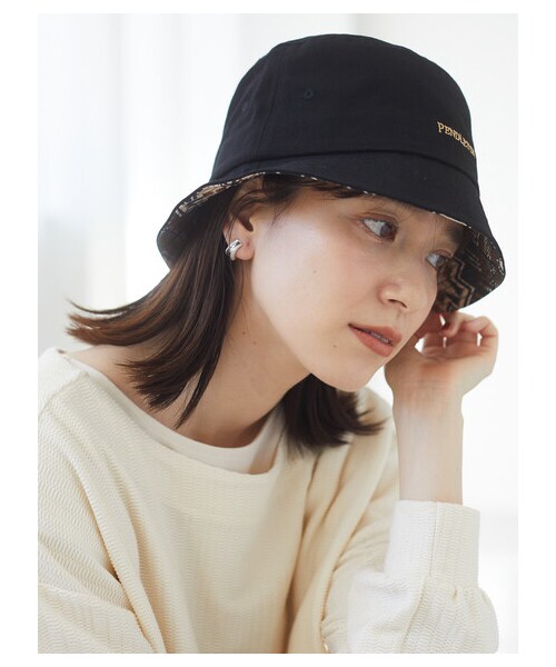 Green　Parks（グリーンパークス）の「・PENDLETON ロゴハット（帽子・ブラック/ベージュ・F）」の12枚目の写真