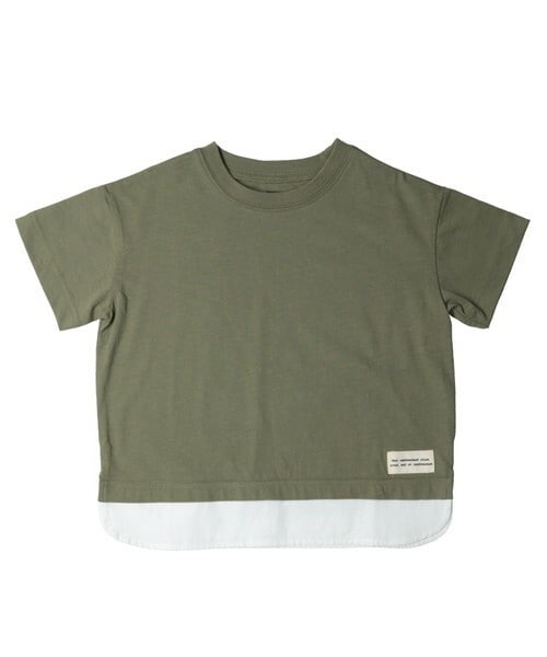 T>>2（ティーツー）の「重ね着風Tシャツ　大人サイズ（Tシャツ/カットソー・レディース・01.ベージュ/02.カーキ/03.パープル/04.ブルー/05.ブラウン/06.ネイビー/07.スミクロ・M.L(大人サイズ)）」の4枚目の写真