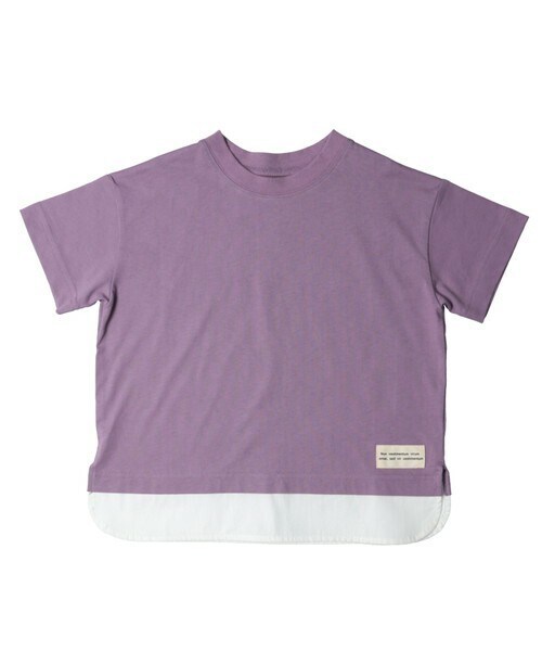 T>>2（ティーツー）の「重ね着風Tシャツ　大人サイズ（Tシャツ/カットソー・レディース・01.ベージュ/02.カーキ/03.パープル/04.ブルー/05.ブラウン/06.ネイビー/07.スミクロ・M.L(大人サイズ)）」の7枚目の写真