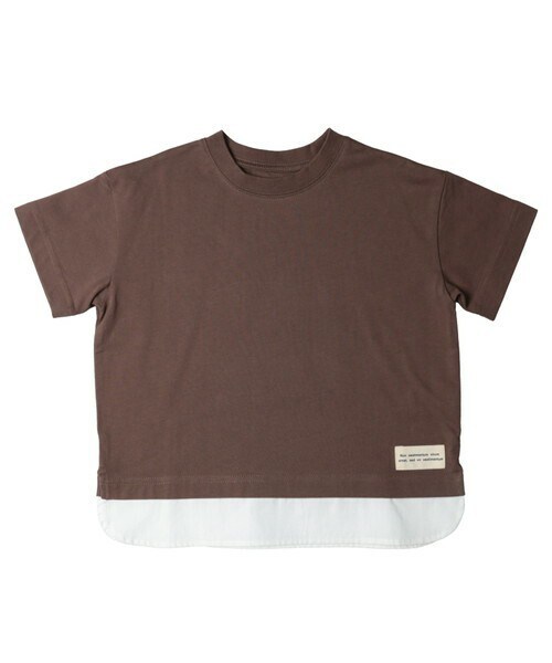 T>>2（ティーツー）の「重ね着風Tシャツ　大人サイズ（Tシャツ/カットソー・レディース・01.ベージュ/02.カーキ/03.パープル/04.ブルー/05.ブラウン/06.ネイビー/07.スミクロ・M.L(大人サイズ)）」の3枚目の写真