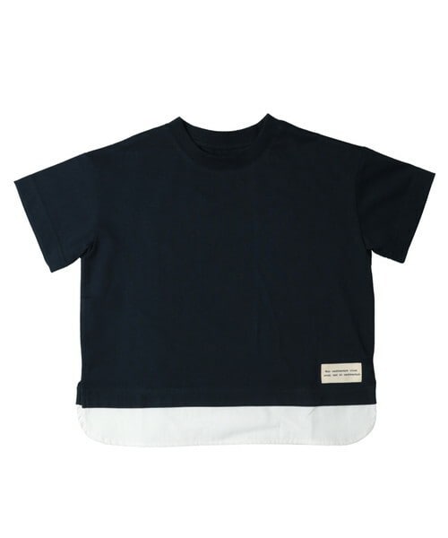 T>>2（ティーツー）の「重ね着風Tシャツ　大人サイズ（Tシャツ/カットソー・レディース・01.ベージュ/02.カーキ/03.パープル/04.ブルー/05.ブラウン/06.ネイビー/07.スミクロ・M.L(大人サイズ)）」の6枚目の写真