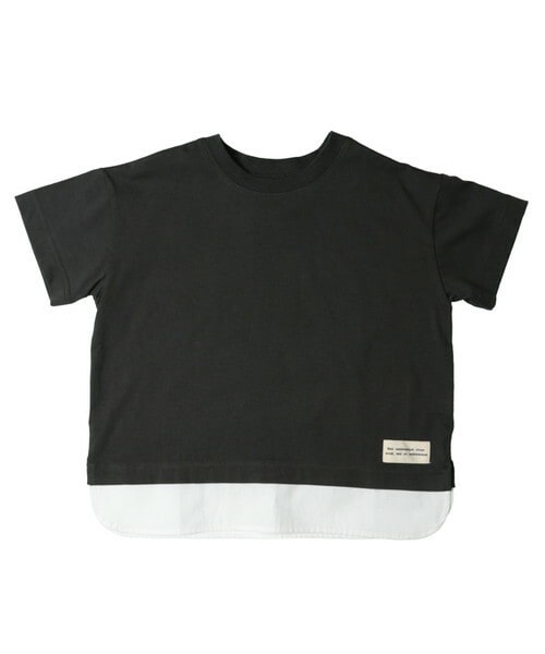 T>>2（ティーツー）の「重ね着風Tシャツ　大人サイズ（Tシャツ/カットソー・レディース・01.ベージュ/02.カーキ/03.パープル/04.ブルー/05.ブラウン/06.ネイビー/07.スミクロ・M.L(大人サイズ)）」の2枚目の写真