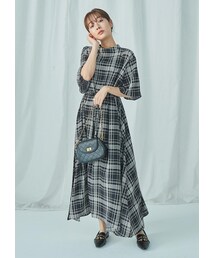 Hawaii Nakeu チェック柄花柄ワンピース 半袖 N WITH.（エヌウィズ）の「チェック柄半袖ワンピース4月中旬