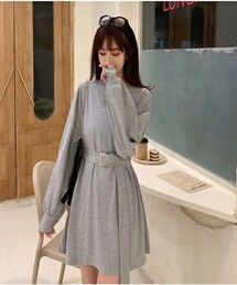 -- | 【Arrive early】シンプル 長袖ワンピース ミニ丈(ワンピース)